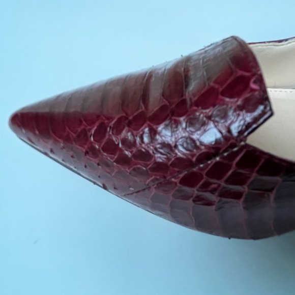 Vince Camuto Heels Pointy Toe Pumps Heels With Snake Print Plum Redish EUC - Picture 11 of 16